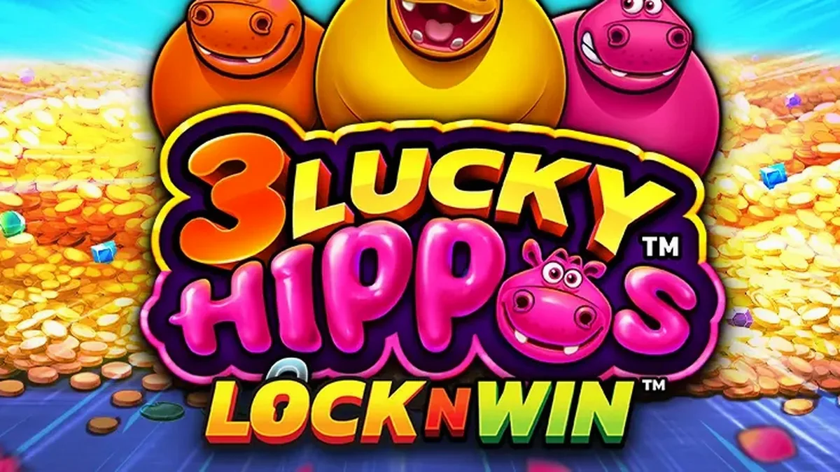 Tela principal do jogo de slot 3 Lucky Hippos com tema de selva