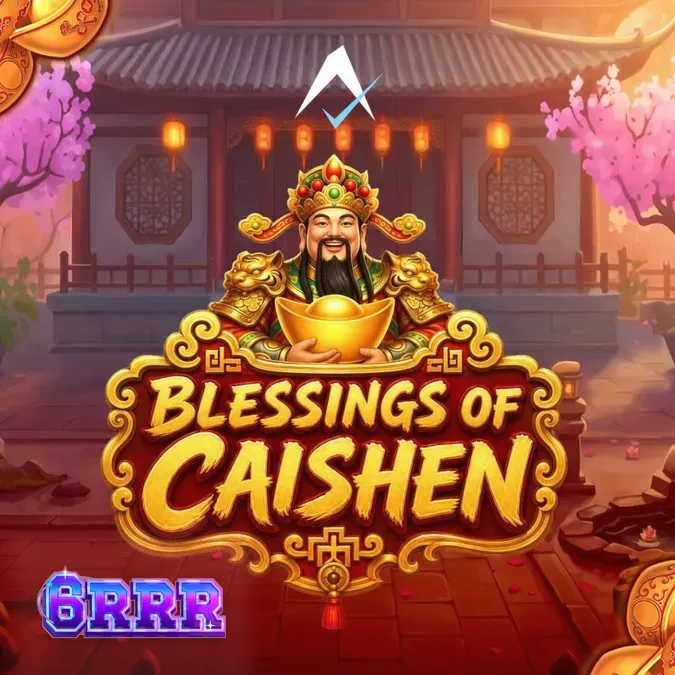 Interface do jogo Blessings of Caishen com símbolos dourados e multiplicadores