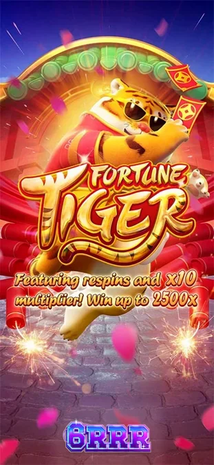 O tigre dourado místico de Fortune Tiger em um cenário de templo asiático vibrante.